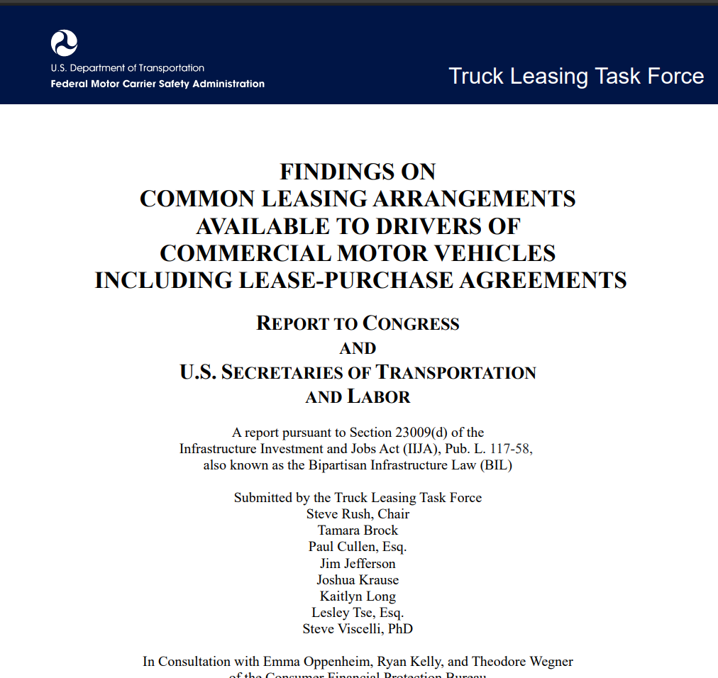 Truck Leasing Task Force Report — January 2025